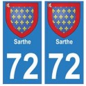 72 Sarthe autocollant plaque blason armoiries stickers département