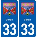 33 Cénac blason ville autocollant plaque stickers