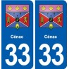 33 Cénac blason ville autocollant plaque stickers