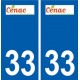 33 Cénac logo ville autocollant plaque stickers