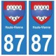 87 Haute-Vienne autocollant plaque blason armoiries stickers département