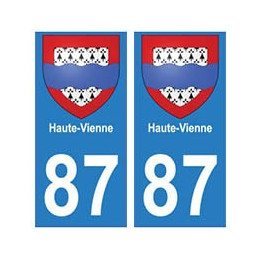87 Haute-Vienne autocollant plaque blason armoiries stickers département