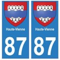 87 Haute-Vienne autocollant plaque blason armoiries stickers département