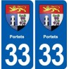 33 Portets blason ville autocollant plaque stickers