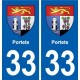 33 Portets blason ville autocollant plaque stickers