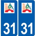 31 Pompertuzat  logo ville autocollant plaque stickers