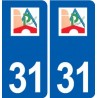 31 Pompertuzat  logo ville autocollant plaque stickers