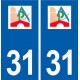 31 Pompertuzat  logo ville autocollant plaque stickers