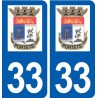 33 Portets logo ville autocollant plaque stickers