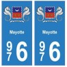 976 Mayotte blason autocollant plaque blason armoiries stickers département