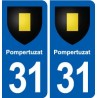 31 Pompertuzat blason ville autocollant plaque stickers