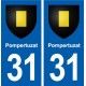 31 Pompertuzat blason ville autocollant plaque stickers