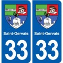 33 Saint-Gervais  blason ville autocollant plaque stickers
