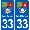 33 Saint-Gervais  blason ville autocollant plaque stickers