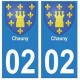 02 Chauny ville autocollant plaque