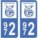 972 Martinique autocollant plaque