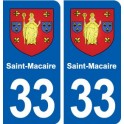 33 Saint-Macaire blason ville autocollant plaque stickers