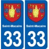 33 Saint-Macaire blason ville autocollant plaque stickers