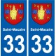 33 Saint-Macaire blason ville autocollant plaque stickers