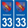 33 Sallebœuf blason ville autocollant plaque stickers