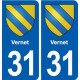 31 Vernet blason ville autocollant plaque stickers