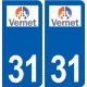 31 Vernet logo ville autocollant plaque stickers