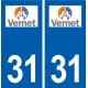 31 Vernet logo ville autocollant plaque stickers