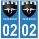02 Saint-Michel ville autocollant plaque