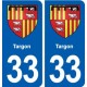 33 Targon blason ville autocollant plaque stickers