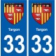 33 Targon blason ville autocollant plaque stickers