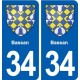 34 Bassan blason ville autocollant plaque stickers
