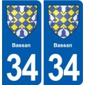 34 Bassan blason ville autocollant plaque stickers