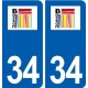 34 Bassan logo ville autocollant plaque stickers