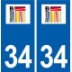 34 Bassan logo ville autocollant plaque stickers