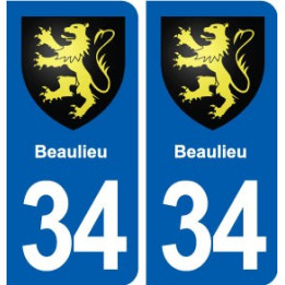 34 Beaulieu blason ville autocollant plaque stickers