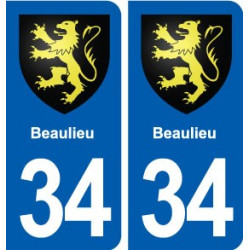 34 Beaulieu blason ville autocollant plaque stickers