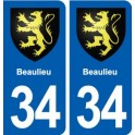 34 Beaulieu blason ville autocollant plaque stickers