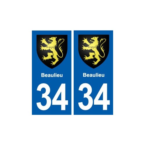 34 Beaulieu blason ville autocollant plaque stickers