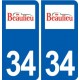 34 Beaulieu logo ville autocollant plaque stickers