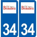 34 Beaulieu logo ville autocollant plaque stickers