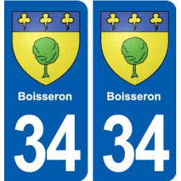 34 Boisseron blason ville autocollant plaque stickers