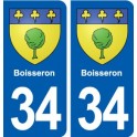 34 Boisseron blason ville autocollant plaque stickers