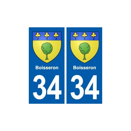 34 Boisseron blason ville autocollant plaque stickers