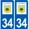 34 Boisseron logo ville autocollant plaque stickers