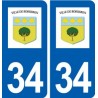34 Boisseron logo ville autocollant plaque stickers