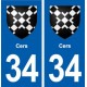 34 Cers blason ville autocollant plaque stickers