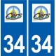 34 Cers logo ville autocollant plaque stickers