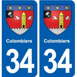 34 Colombiers blason ville autocollant plaque stickers