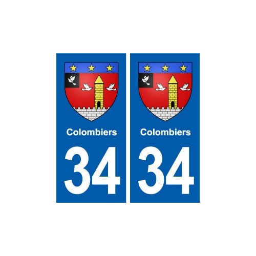34 Colombiers blason ville autocollant plaque stickers