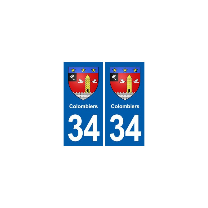 34 Colombiers blason ville autocollant plaque stickers